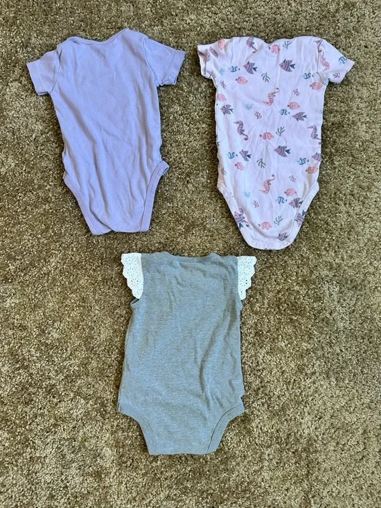 Lilac, Pink & Gray Baby One-Piece Bodysuit Set - Picture 3 of 4